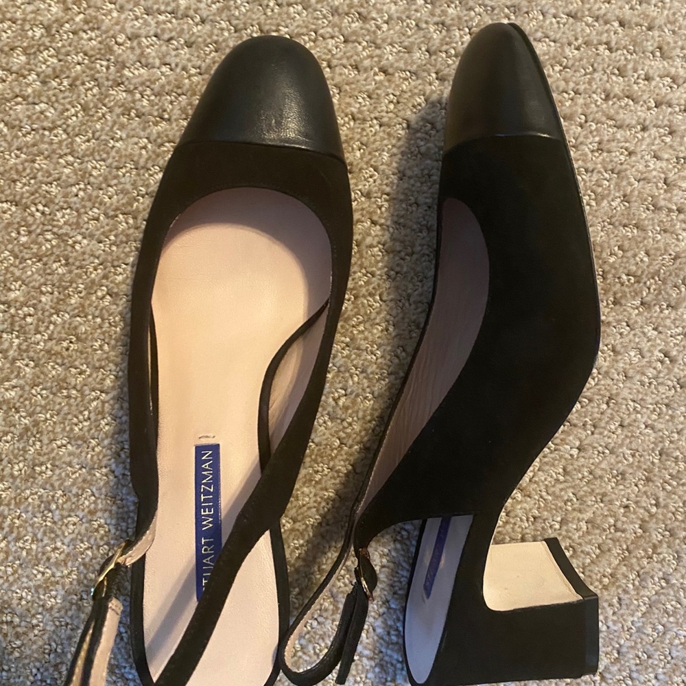 Stuart Weizman elegant block pumps sling backs Blk